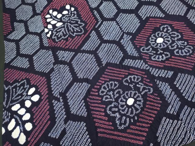 平和屋着物∴夏物 浴衣 有松鳴海絞り 亀甲花文 綿 逸品 DAAV7044cd  