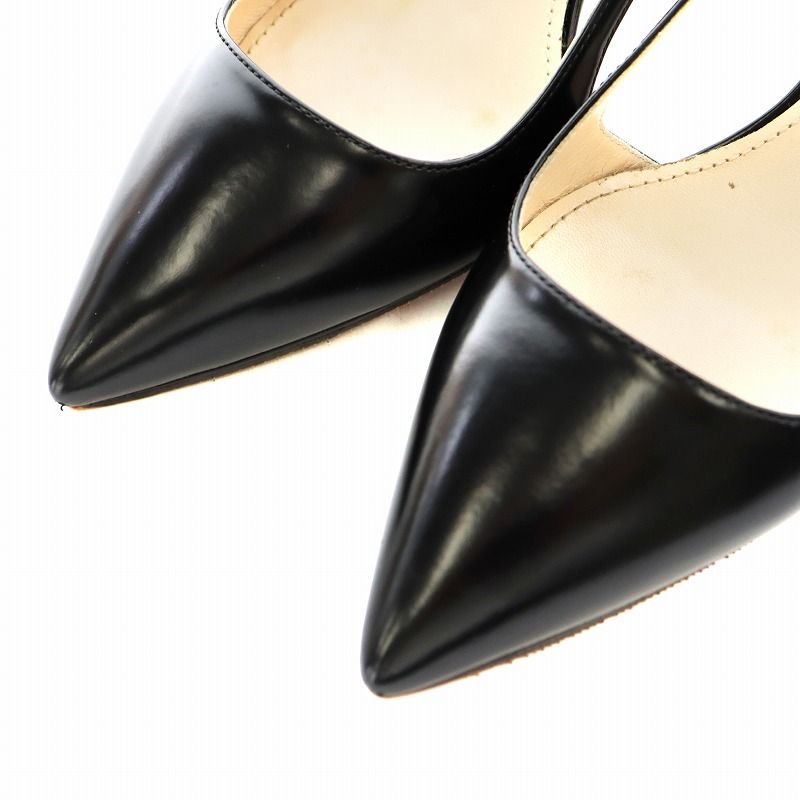PRADA ポインテッドトゥ レザー パンプス ヒール ブラック Prada レザーパンプス | ブラック | FARFETCH JP