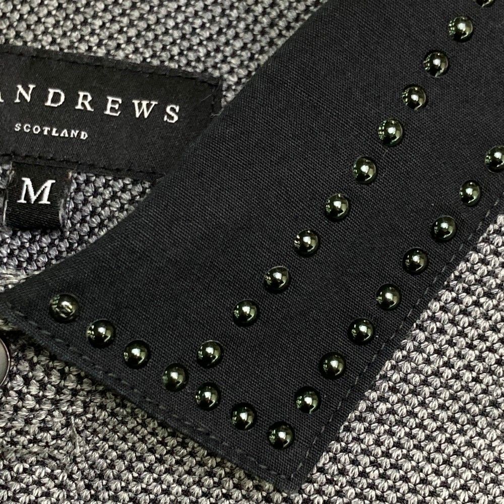 サイズ：M ST ANDREWS セントアンドリュース  長袖ポロシャツ スタッズ  グレー系 [240101444724] ゴルフウェア メンズ ストスト サイズ：M ST ANDREWS セントアンドリュース 長袖ポロシャツ