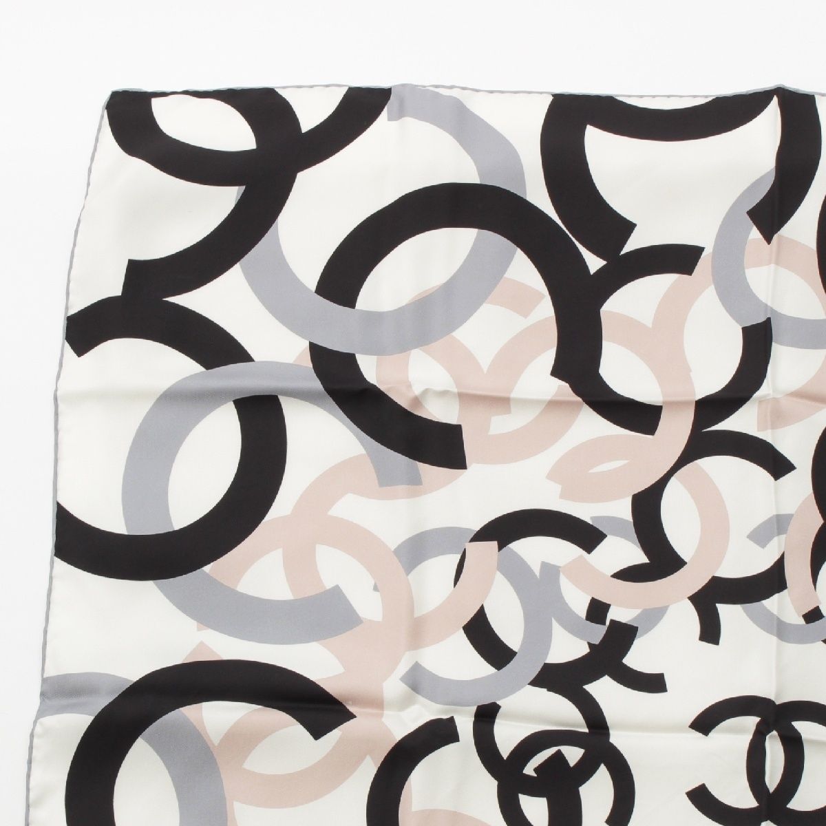 シャネル 14P シルク ココマーク総柄 スカーフ ブラック マルチカラー  