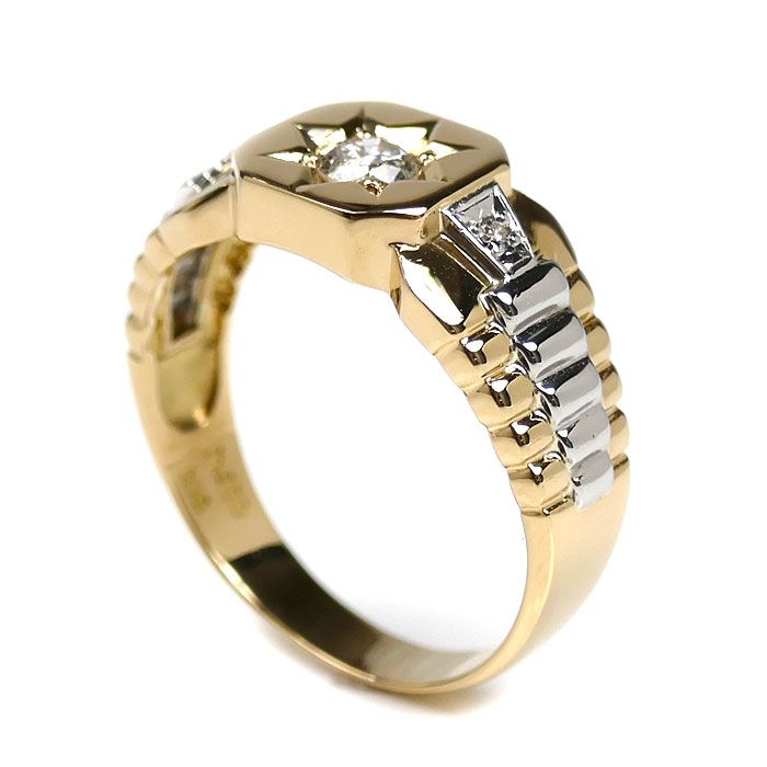 K18YG Pt900 リング 指輪 ダイヤモンド0.31ct 19.5号 6.5g メンズ