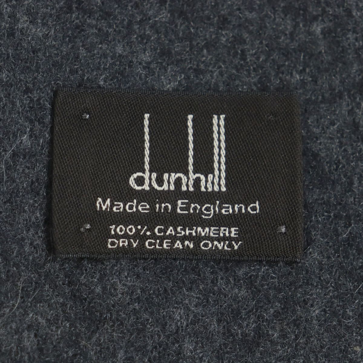 良品▽dunhill ダンヒル ロゴ刺繍入り フリンジ付き カシミヤ100