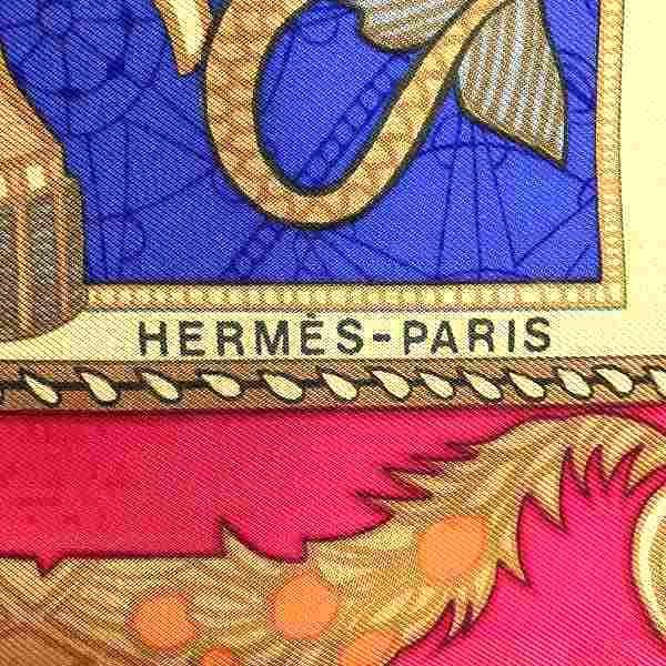 代引手数料1万円未使用品 HERMES エルメス カレ90 ヴェニスの船祭り スカーフ シルク ブラウン レディース