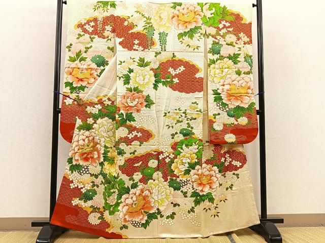 平和屋着物□豪華振袖 駒刺繍 雲重ね花籠文 金彩 逸品 BAAL0747hj - メルカリ