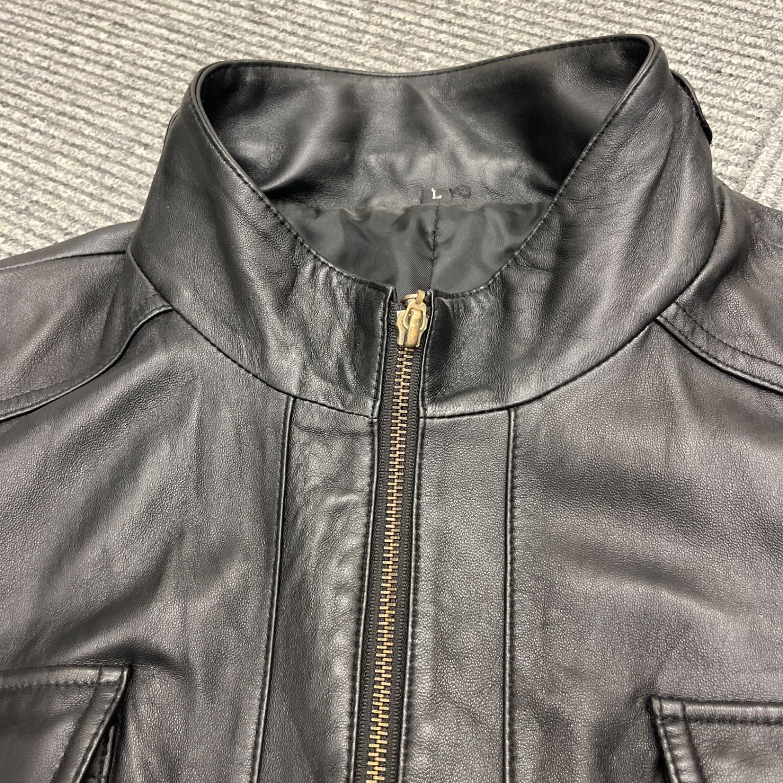 黒 レザー ジャケット 4ポケット中古 - メルカリ