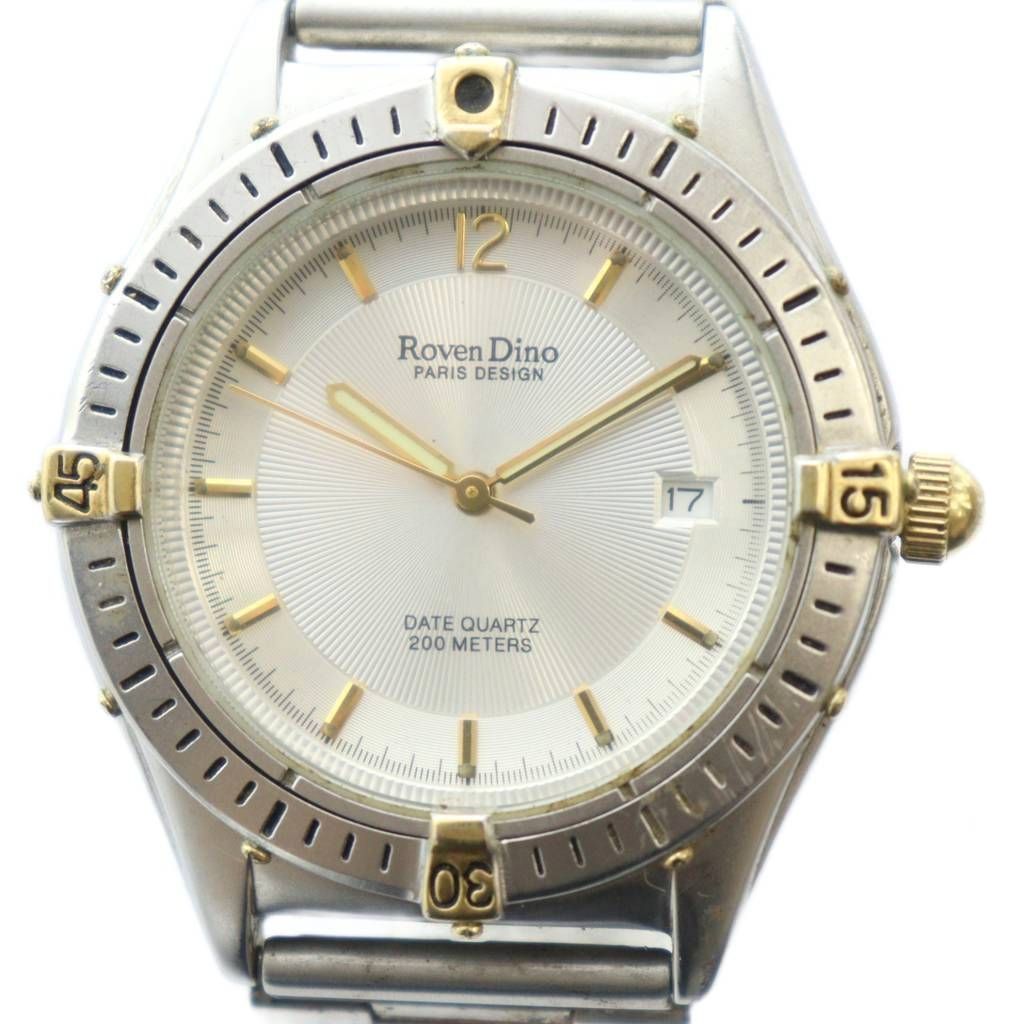 ロマン ディーノ Roven Dino RovenDino 腕時計 ウォッチ クォーツ ロゴ カレンダー付き シルバー色 GY11 |MQ