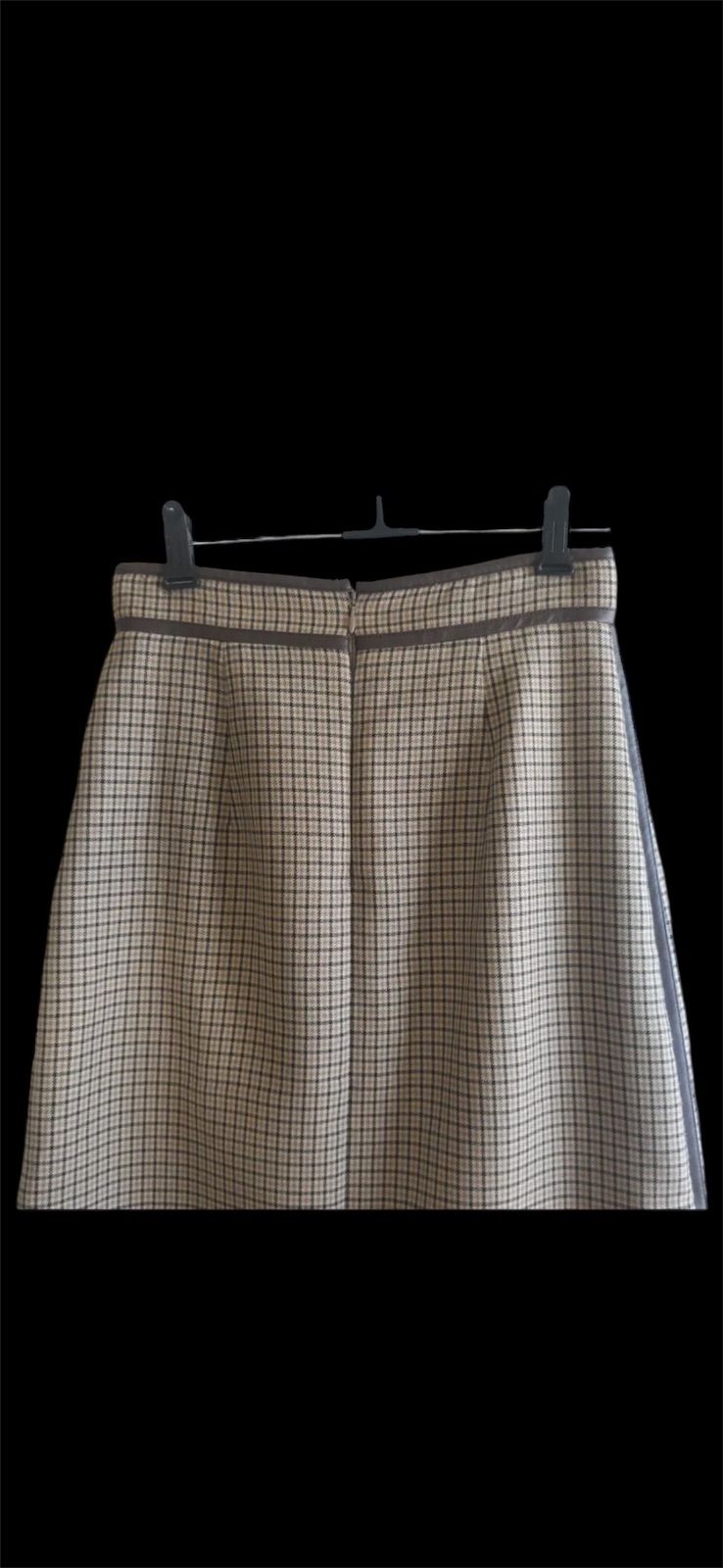 BLUELEA ブルレア レザーパイピングチェックスカート - メルカリ 