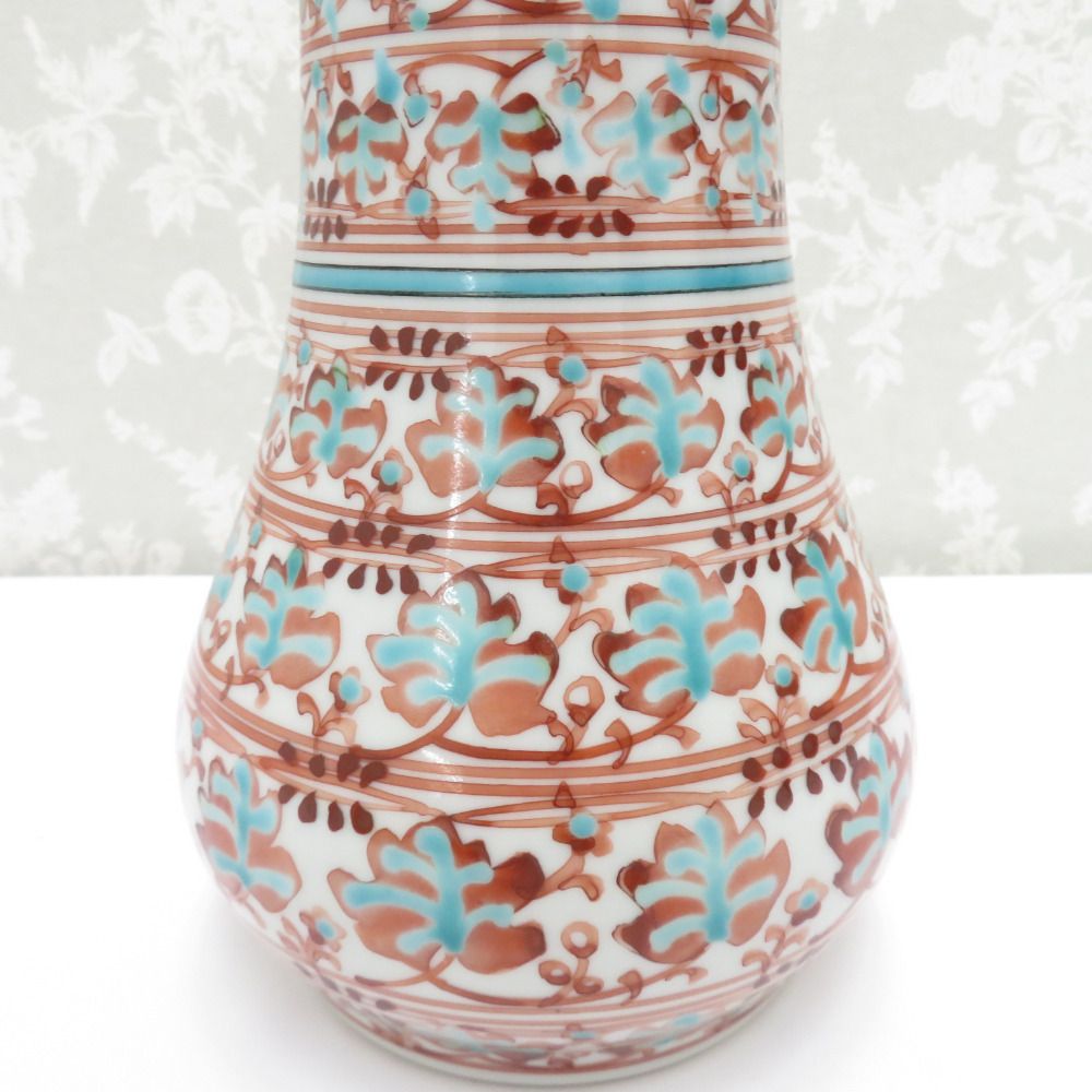 九谷焼 骨董・民芸品 インテリア 武腰潤 赤絵 花瓶 花入 花器 花生  