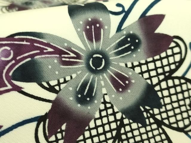 平和屋本店□最高級 城間栄順 本場琉球紅型 塩瀬 九寸名古屋帯 花蝶文