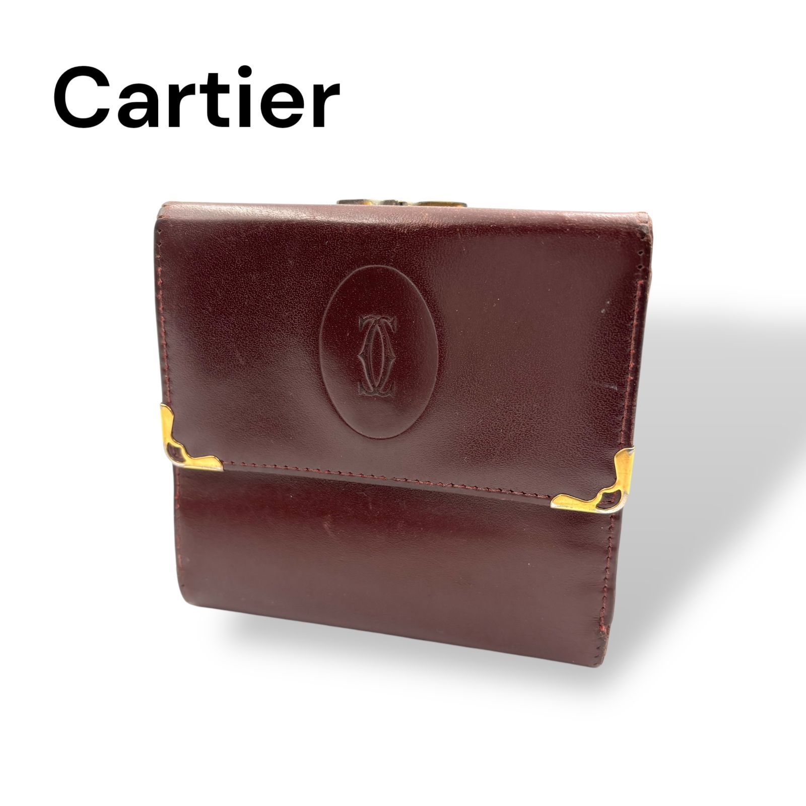 Cartier カルティエ 3つ折り財布 レザー ボルドー 251225557