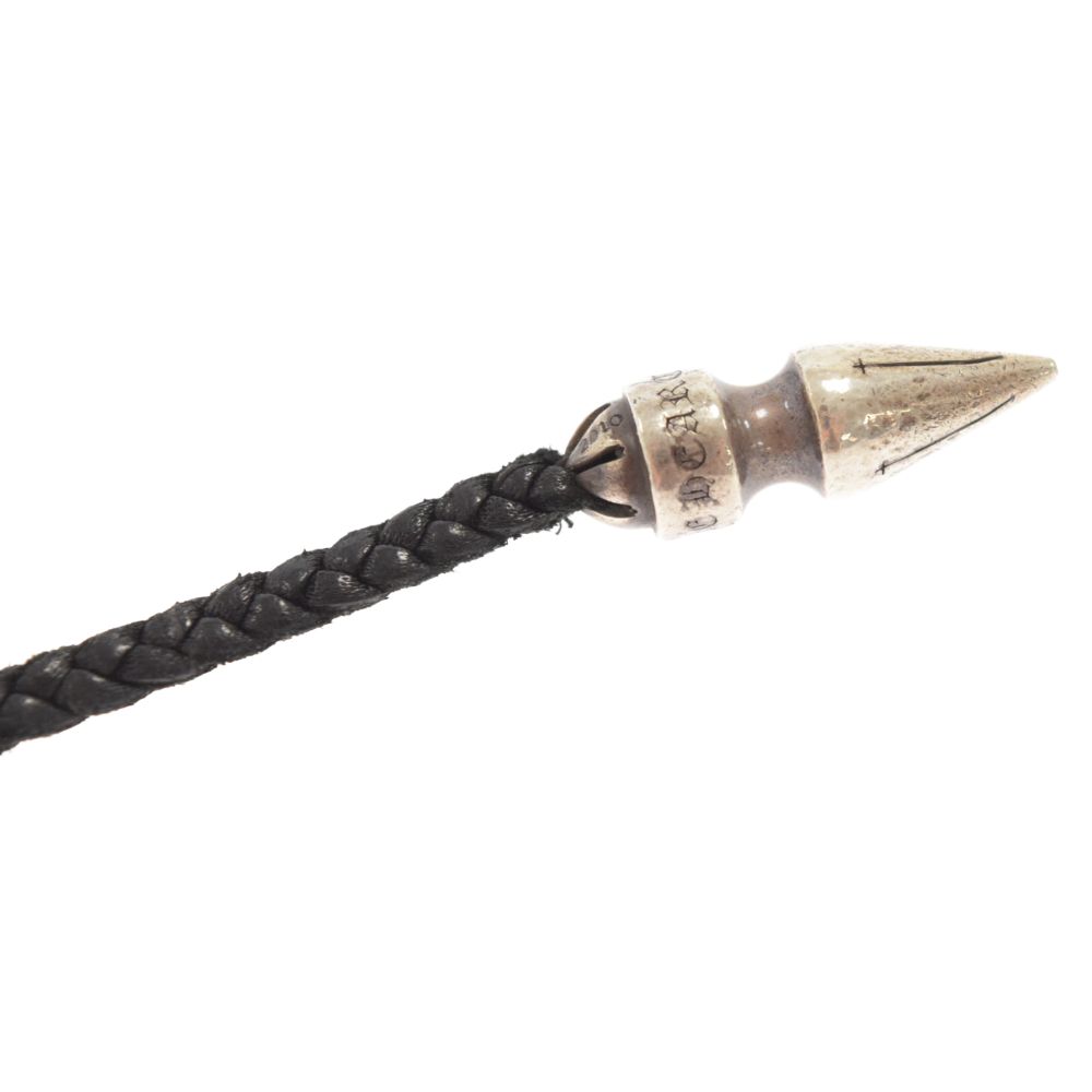 CHROME HEARTS (クロムハーツ) LEATHER BRAID TNY BOLO SPK LACE STOPPER V1 スパイクレザーブレード  ボロ タイニー シルバーネックレス ギャラ付き - メルカリ