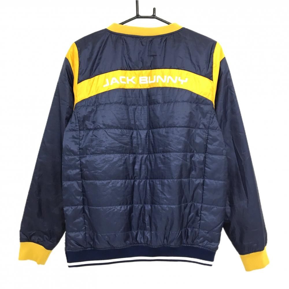 ジャックバニー 中綿スニード ネイビー×マスタードイエロー サイドジップ ブルゾン レディース 2 L ゴルフウェア Jack Bunny