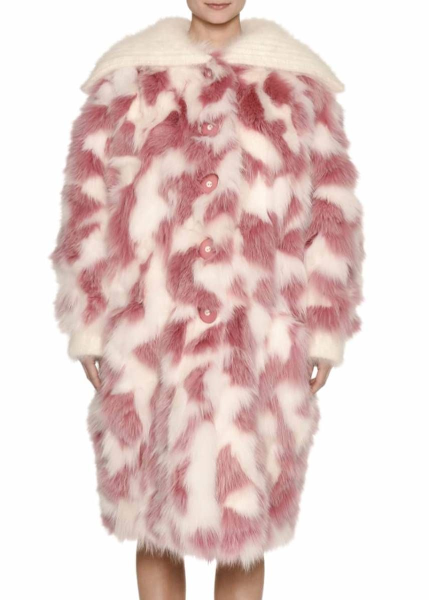 極美品 miu miu ミュウミュウ MIU MIU Fox Fur Shawl-Collar Coat