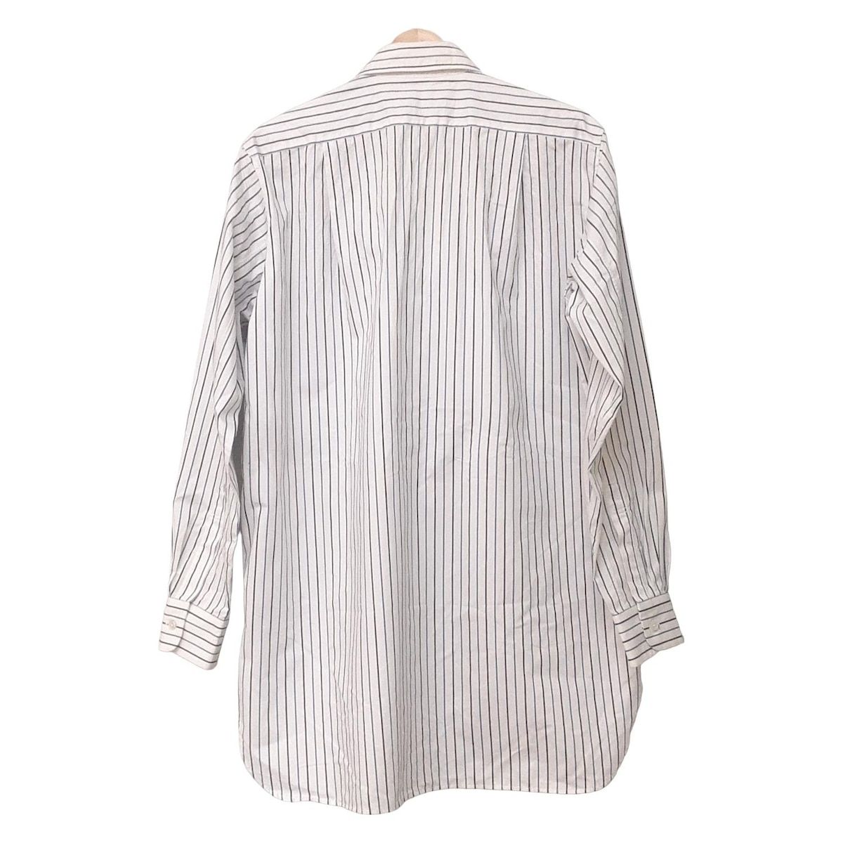 PLAN C プランシー チュニック サイズ40 M レディース - 白×黒×ブルーグレー レギュラー 長袖 ストライプ フリル
