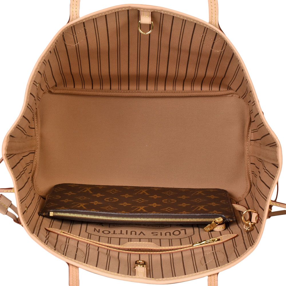 ルイヴィトン LOUIS VUITTON ネヴァーフル MM ポーチ付き トートバッグ モノグラム キャンバス ベージュ M40995 RFID  レディース【中古】