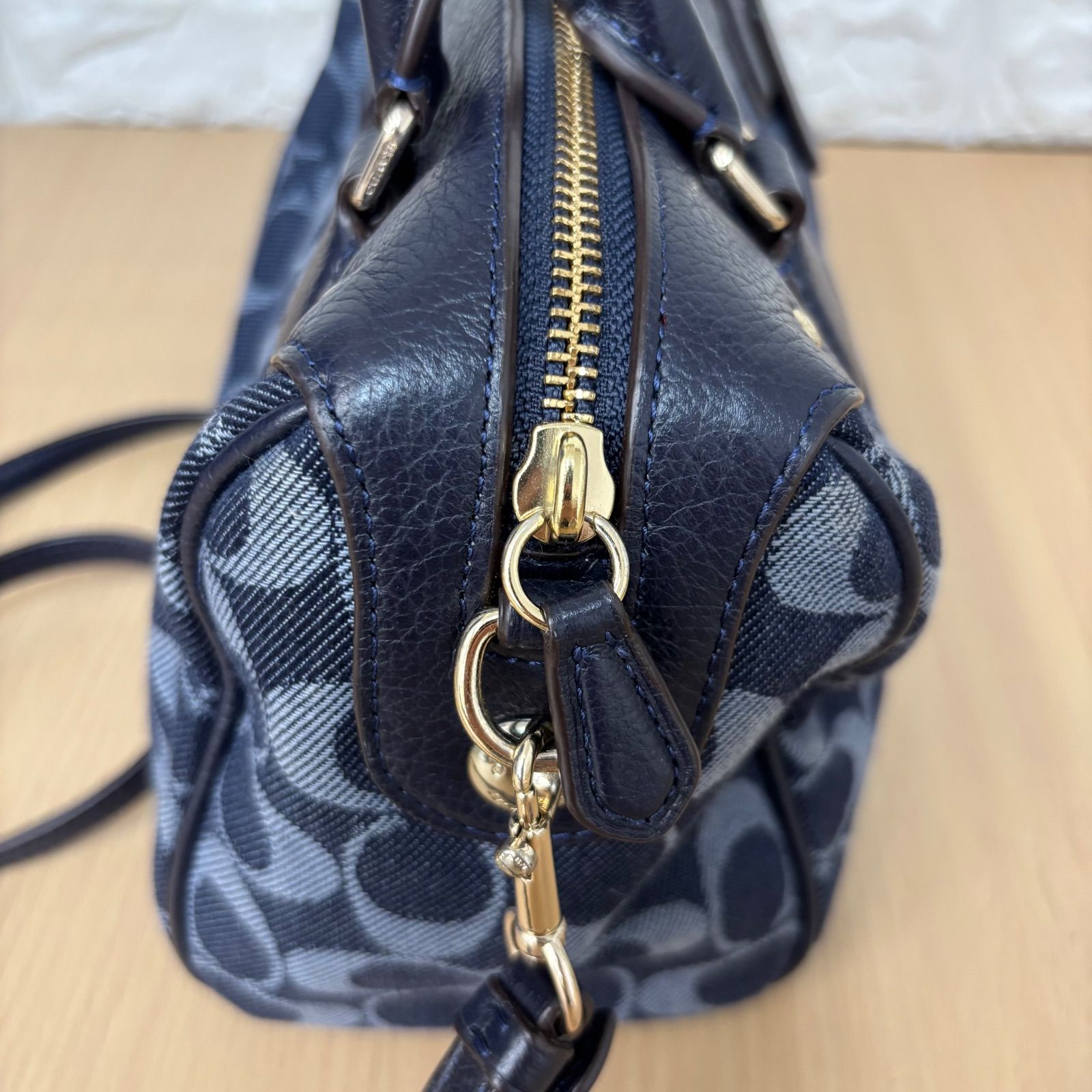 ◎COACH コーチ 2way ミニボストンバッグ ショルダーバッグ デニム地