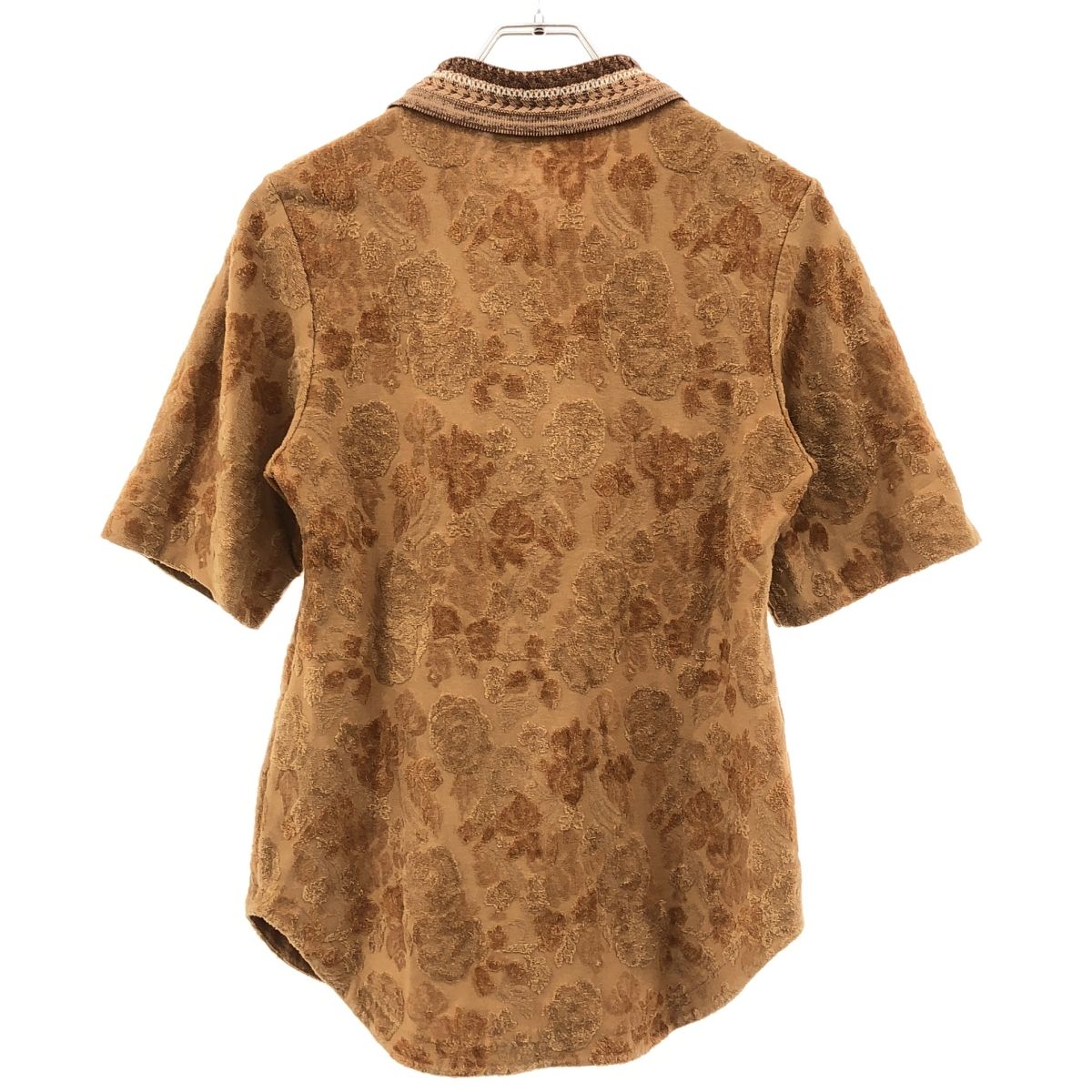 mame kurogouchi マメ クロゴウチ 22SS Flowered Velour Jacquard Polo Shirt フラワーベロアジャガードポロシャツ MM22SS-JS006 ブラウン系 2