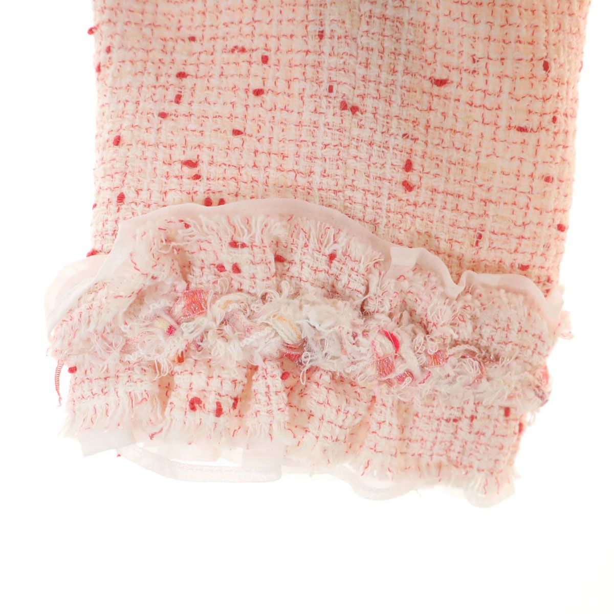 未使用 Rene ルネ 日本製 5分袖 ツイード ジャケット 34 ピンク系