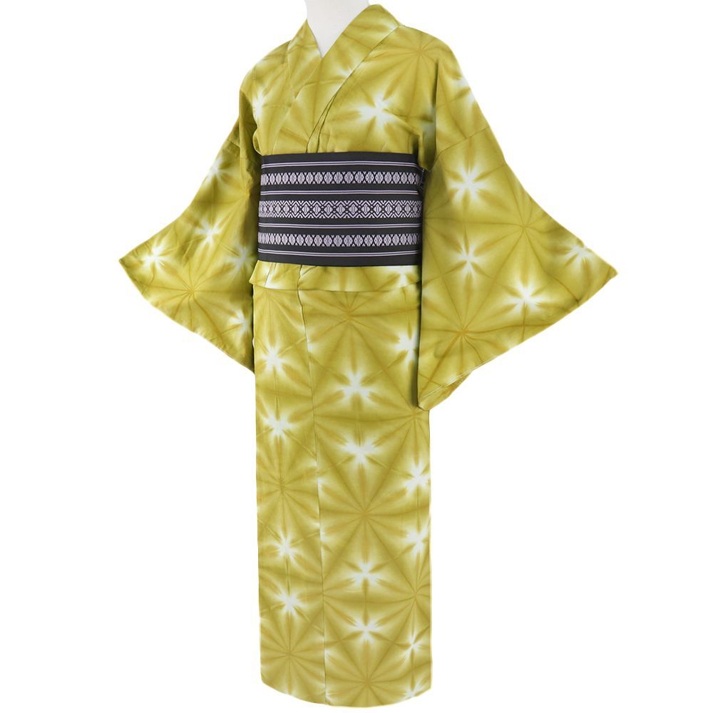 誉田屋源兵衛 浴衣 反物 2199 水玉 変わり市松 黒地 青緑 綿麻 ゆかた