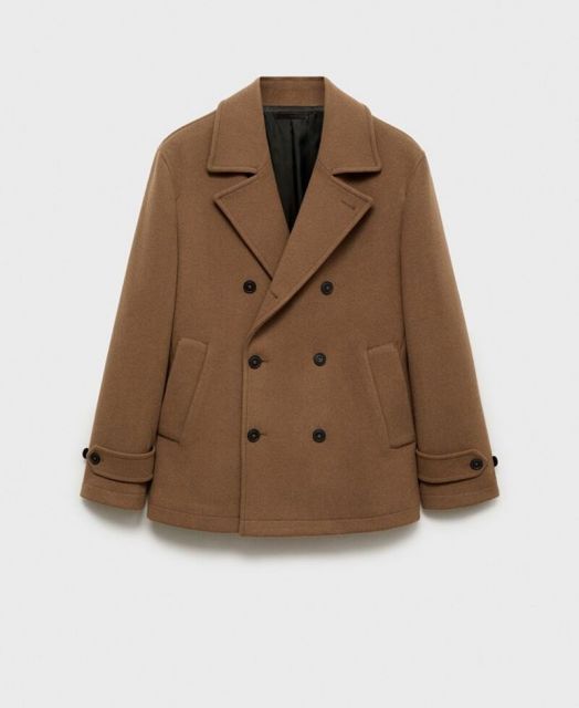 【送料無料】 マンゴ メンズ ジャケット・ブルゾン アウター Men's Wool Double Breasted Coat Medium Brown