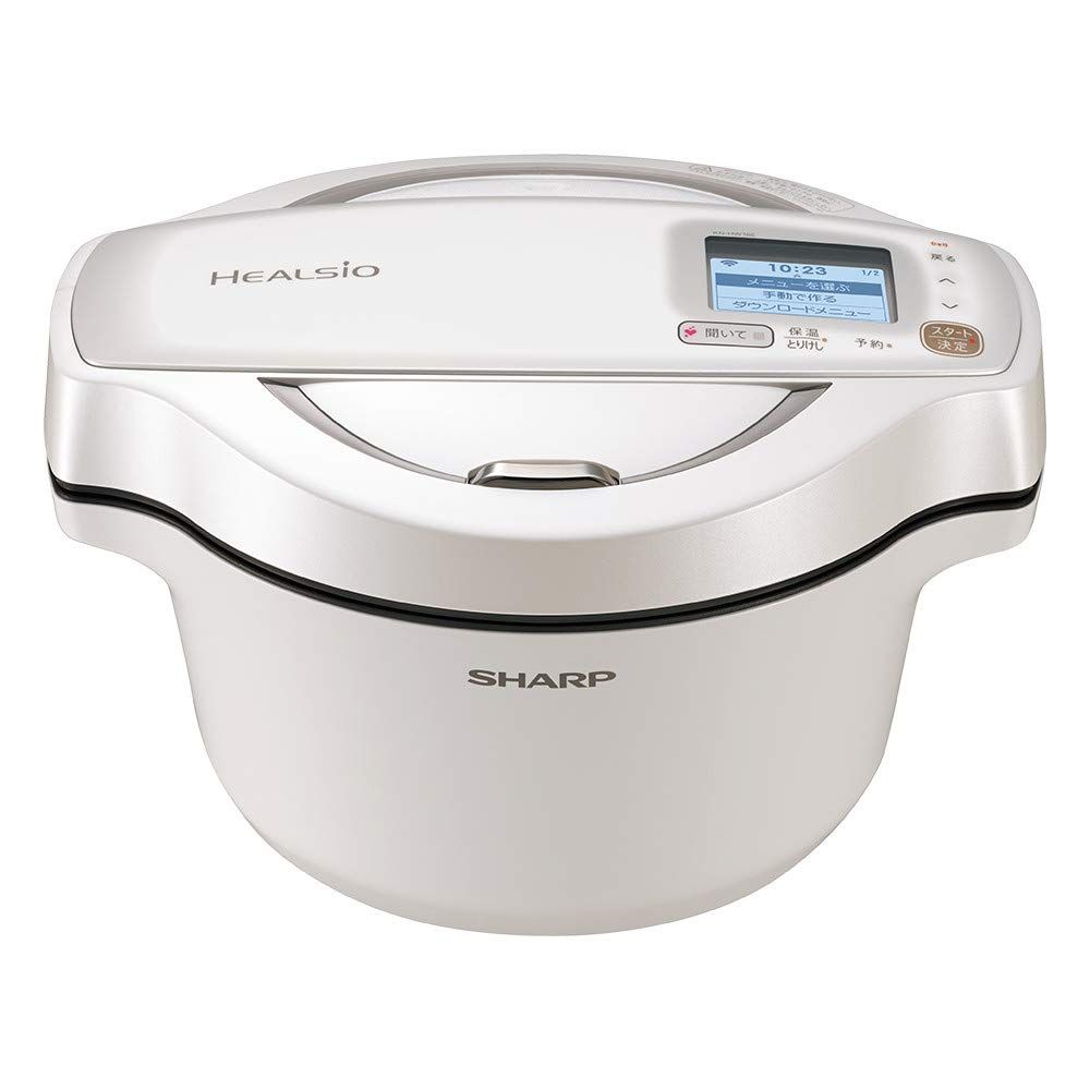 シャープ ヘルシオ ホットクック 電気調理鍋 無水鍋 1.6L 2~4人用 スマホ連携 ホワイト KN-HW16E-W ホワイト 単品 中 | 2~4人用
