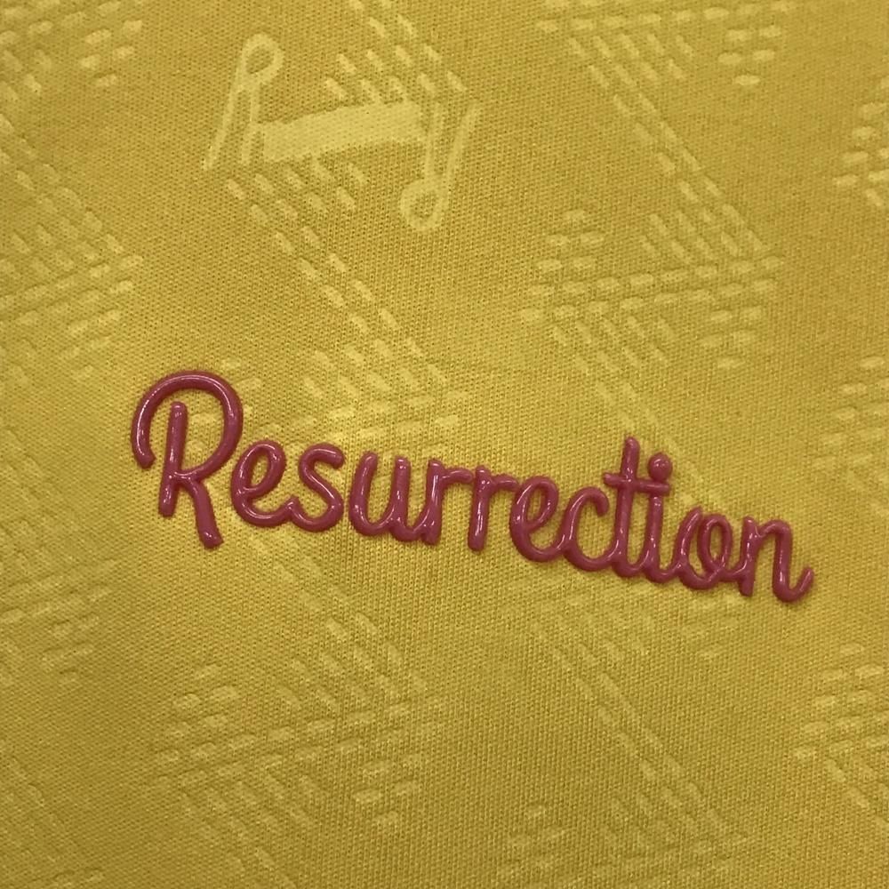 Resurrection レディース ゴルフシャツ S 新品未使用タグ付き‼️ 超美品】レザレクション 半袖ハイネックシャツ イエロー 地模様