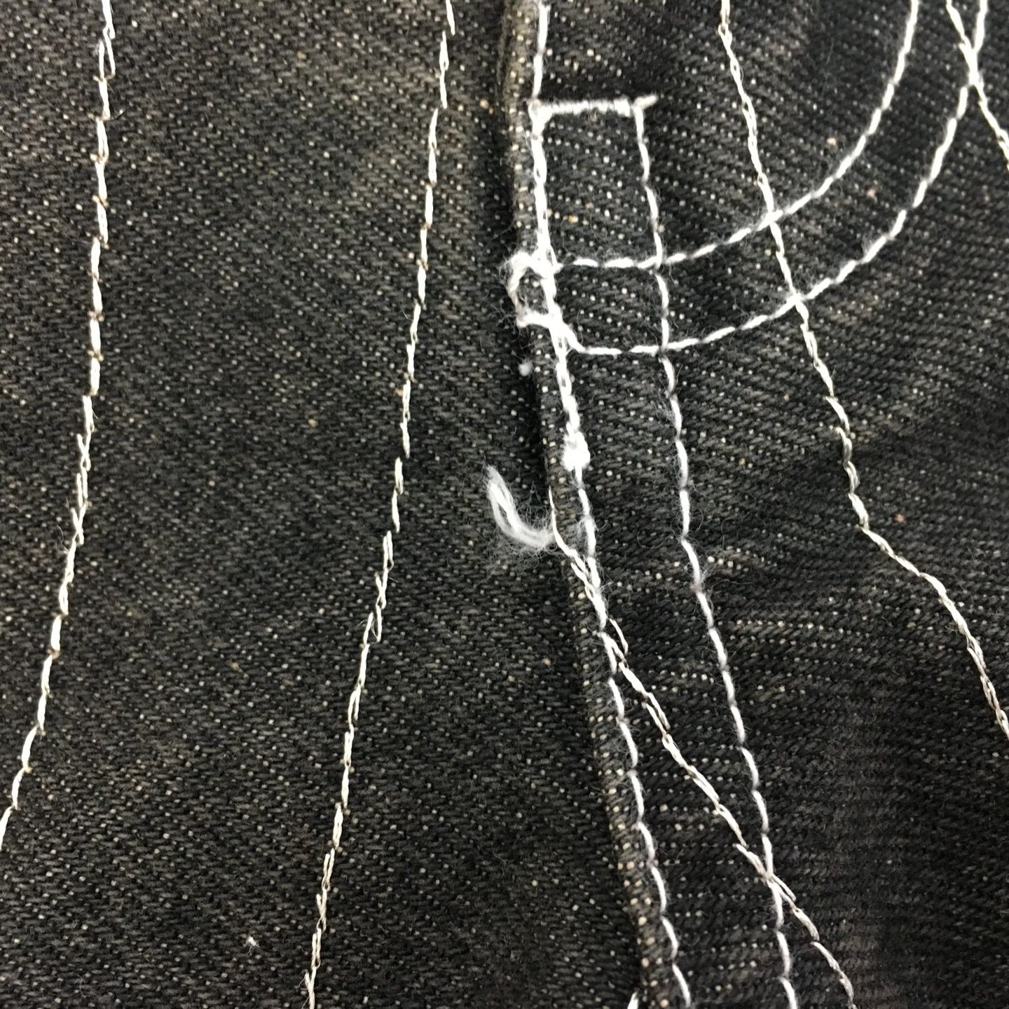 01w-3077 BLESS U ブレスユー BU stripe denim ワイドデニム L バギー 