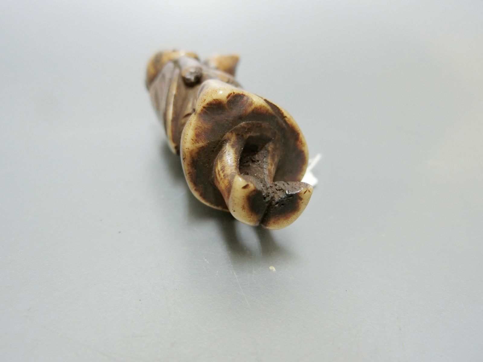 根付 鹿角製 人物に瓢箪 提げ物・56・骨董古美術】美術工芸 鑑賞