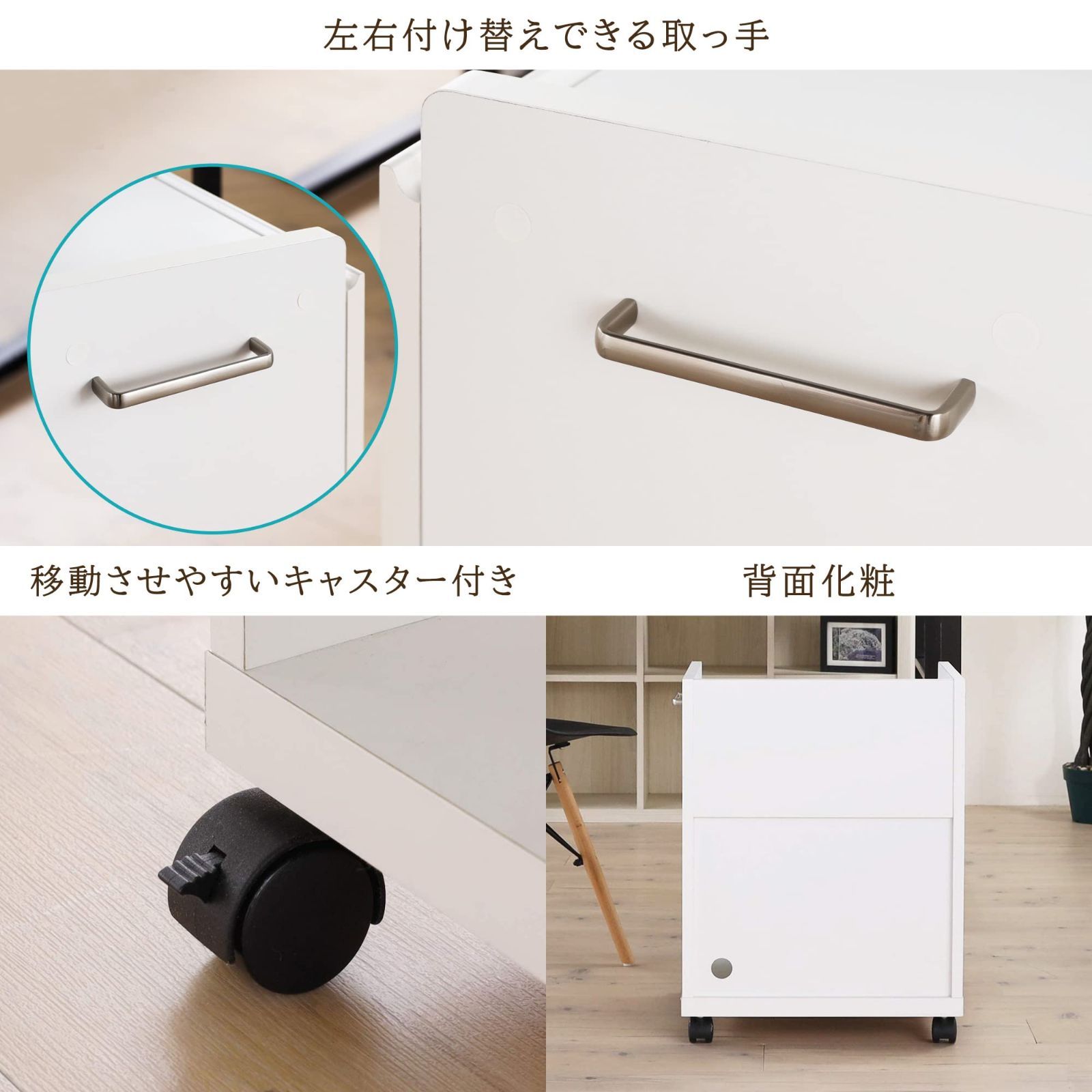 背面化粧 A4ファイルボックス対応 木製 デスク下収納 白 キャスター付き 幅45 ラック 高さ59.2 サイドワゴン 奥行34.3cm デスクサイドに便利 OF2-6045P 白井産業 オフィスコ2 NEXPOTALLINN_EU