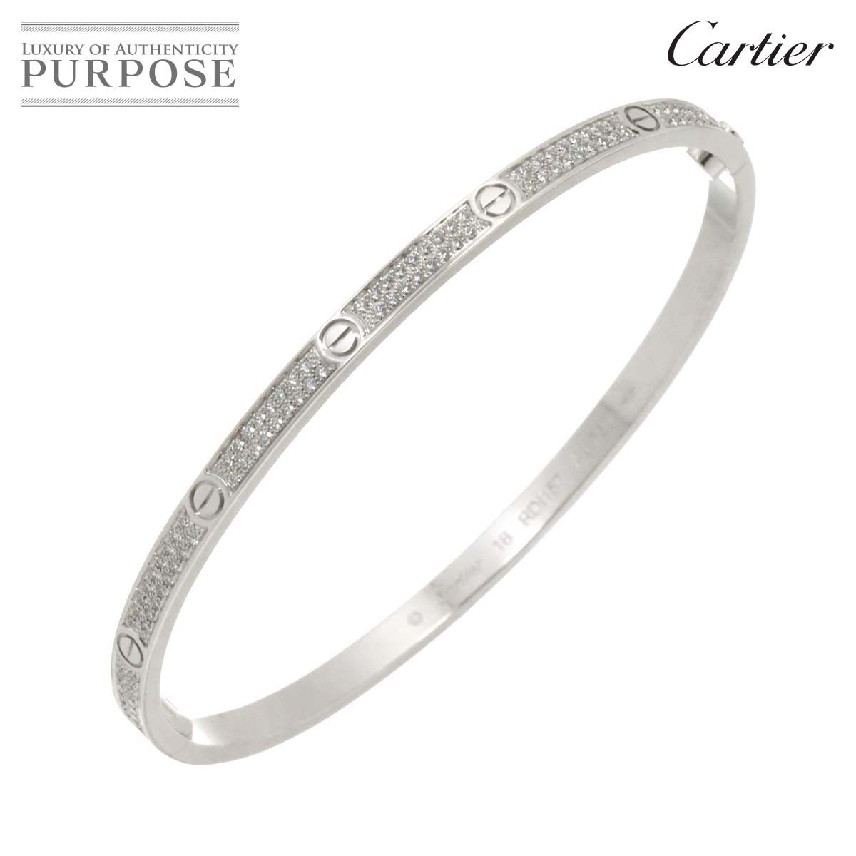 カルティエ Cartier ラブ ブレス パヴェダイヤ スモール SM #18 K18 WG 