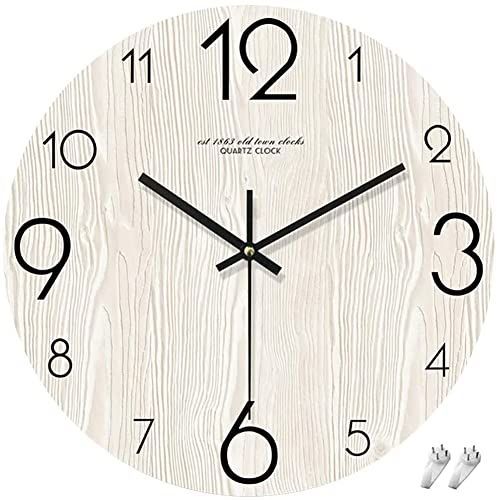 ホワイト_12インチ PFLife 掛け時計 おしゃれ 北欧 連続秒針 静音 壁掛け時計 (ホワイト, 12インチ)