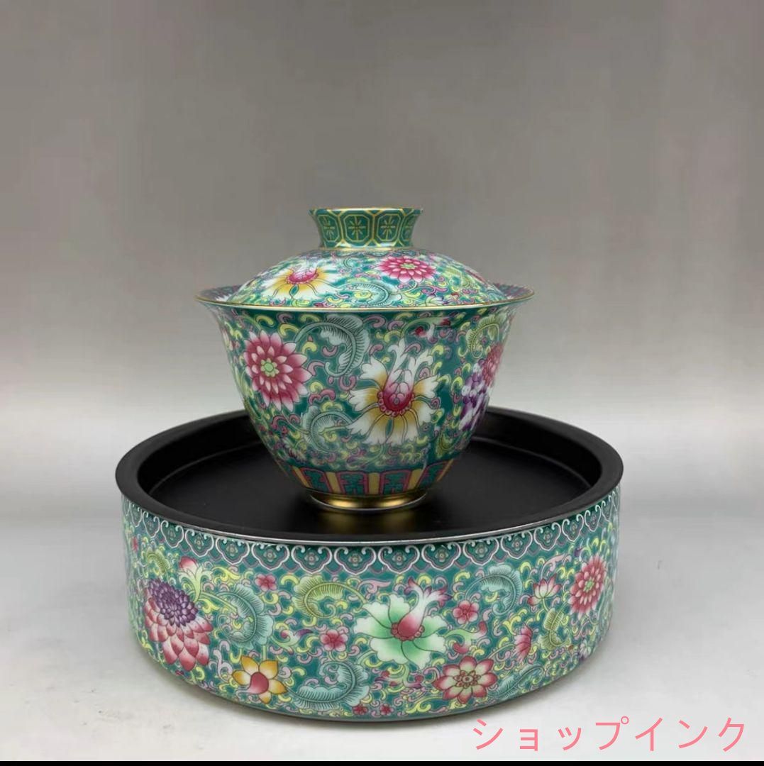 青華 古染付写 蒸茶碗 麒麟 蓋付茶碗 - 生活骨董と古布の