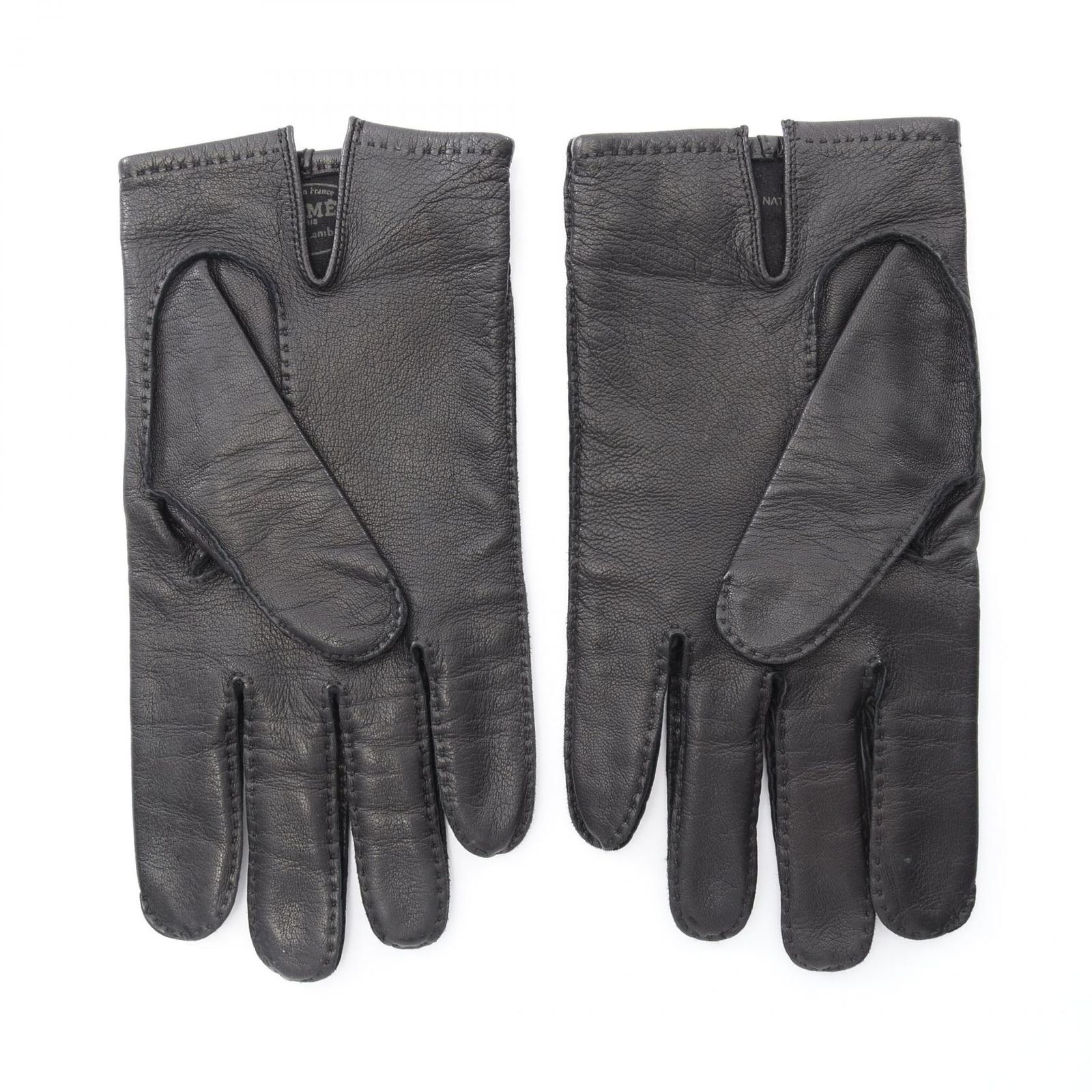 エルメス HERMES 手袋 H金具 ブラック ラムスキン 羊革 手袋 レディース Used B