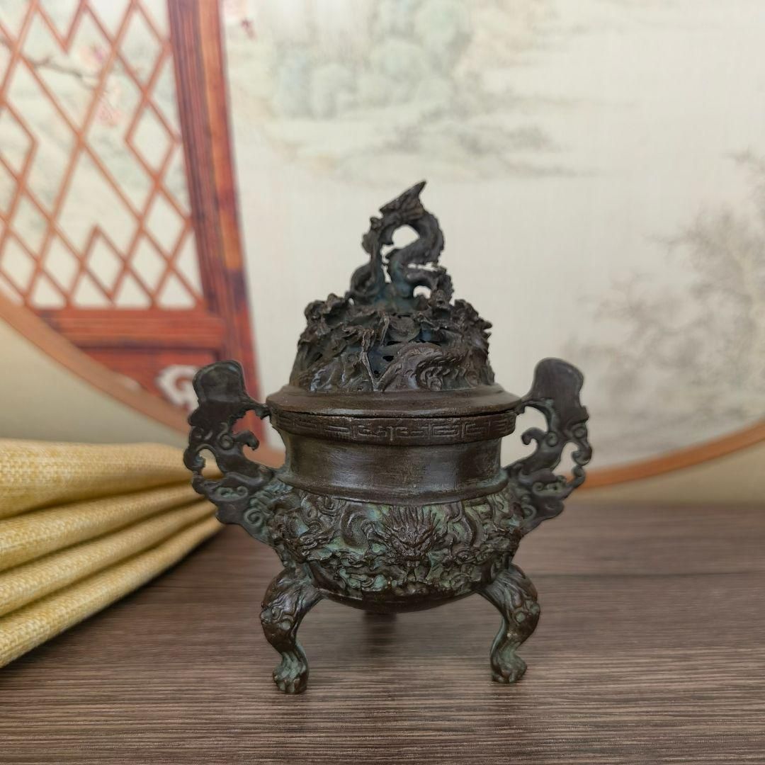 三足龍紋香炉 焼香香炉 茶道香炉 仏具 銅製品 装飾品 工芸品 置物 三足龍紋香炉 焼香香炉 茶道香炉 仏具 銅製品 装飾品 工芸品