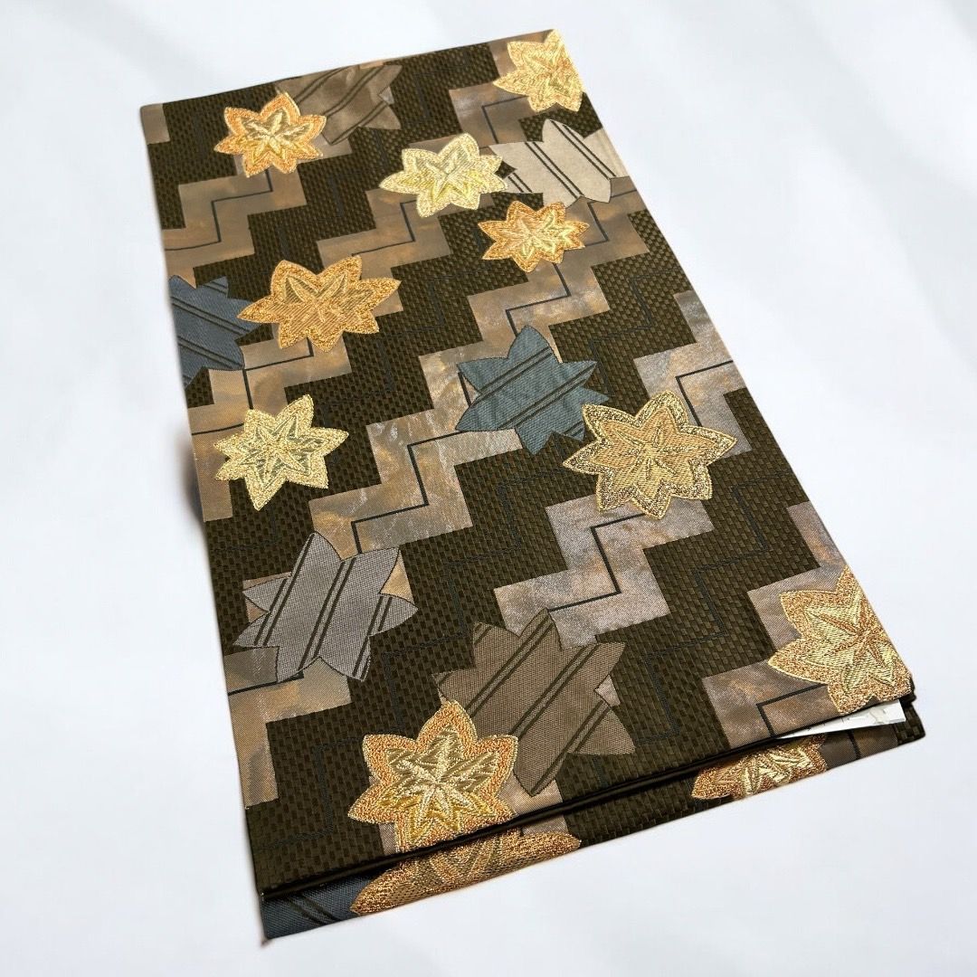 正絹袋帯 変わり縞模様 織出し シックモダン 洒落袋帯 カジュアル