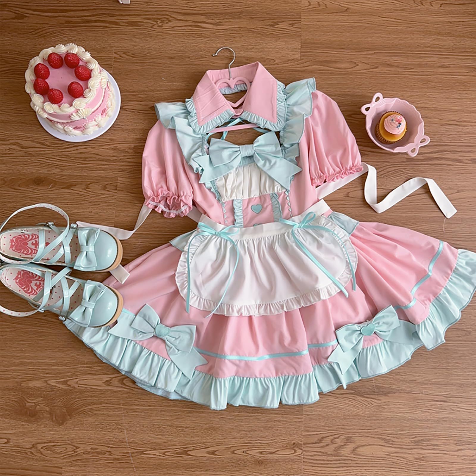 新品 [XHSUKADO] メイド服 3点セット ロリータ op