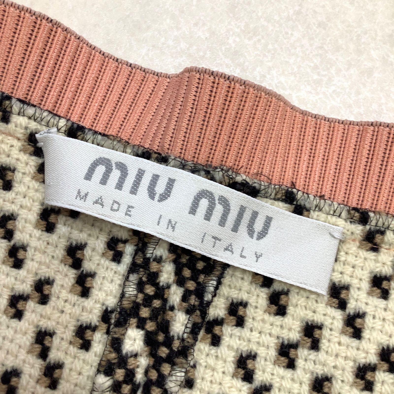 MIU MIU イタリア製 ドット柄 ニットスカート 38 M ミックスブラック