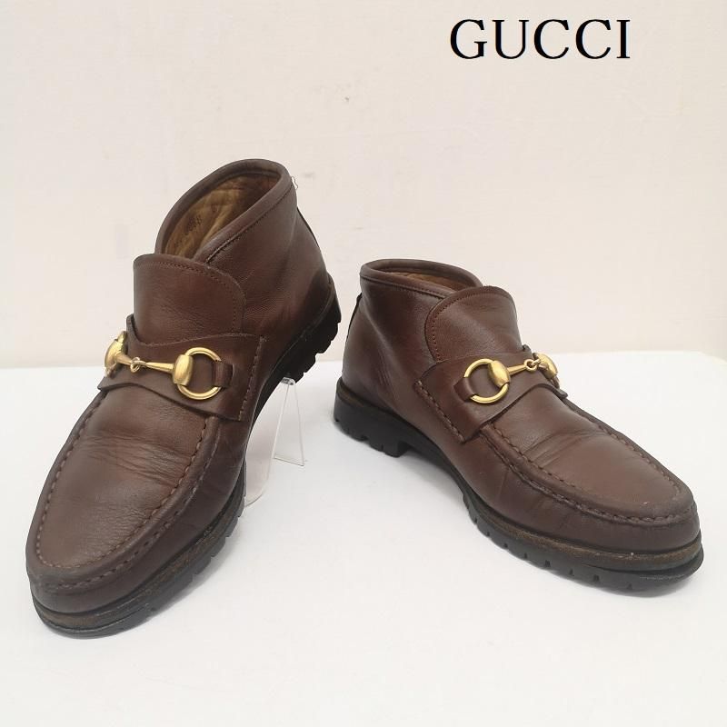 GUCCI グッチ ブーツ レザー モカシン チャッカ ブーツ ホース