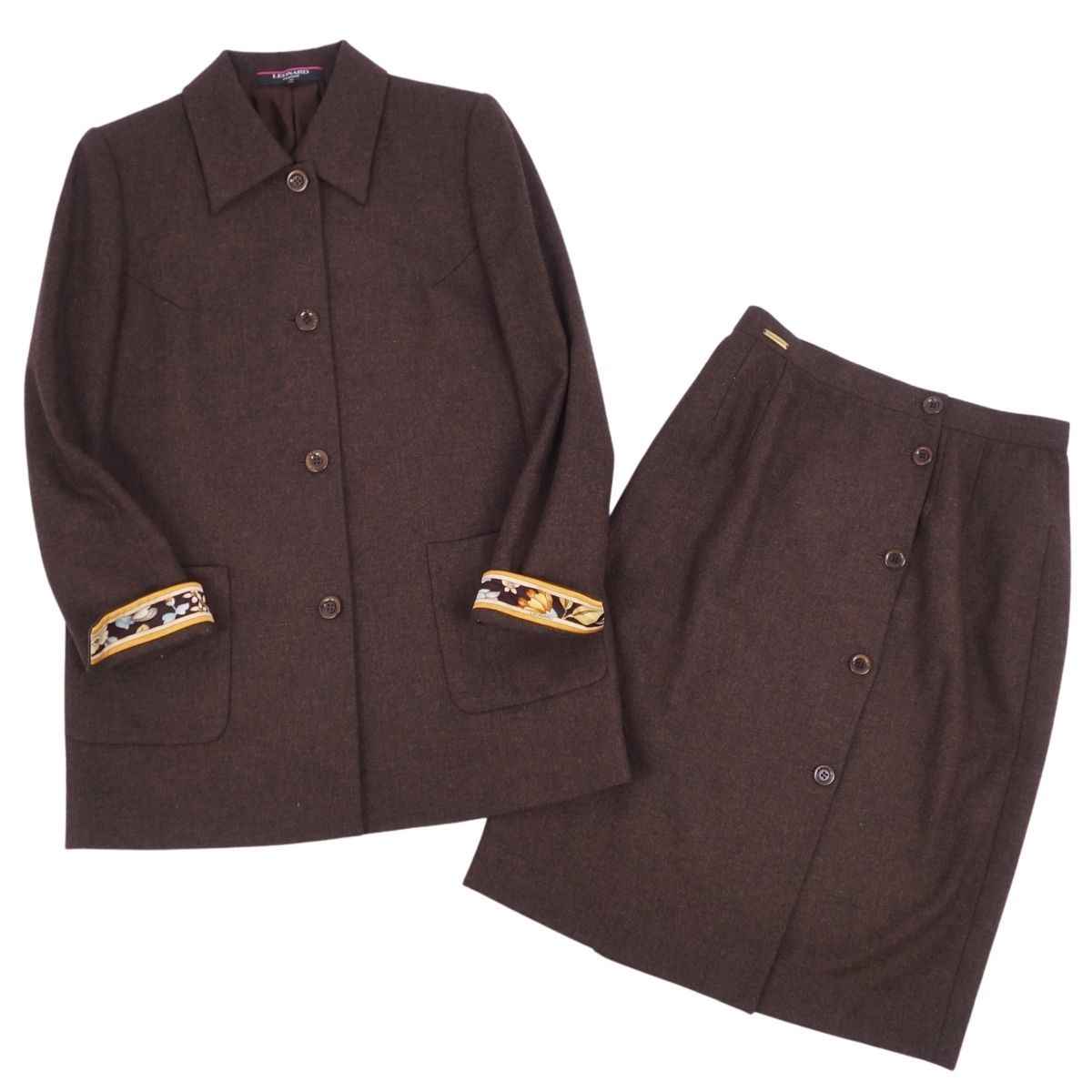 美品 レオナール LEONARD FASHION セットアップ スーツ テーラー 