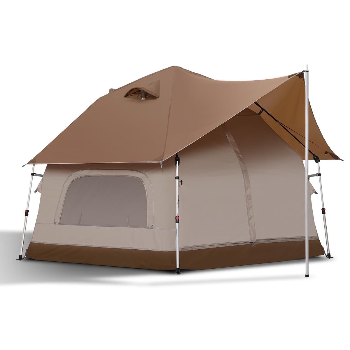 大型 5-6人用 ポップアップテント 快速設営 ワンタッチ 二重層 テント UPF50 日焼け対策 CROWN PU3000mm 防水防雨 CAMEL 収納ケース付き