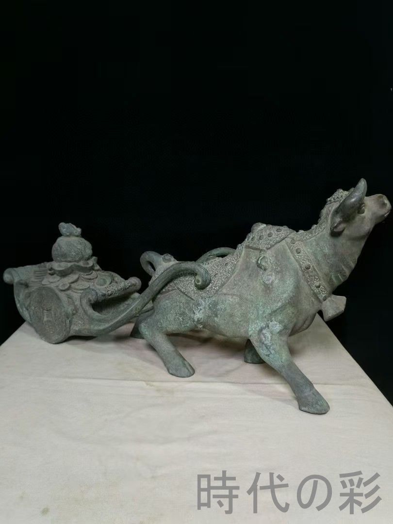 中国古美術 銅製風水置物 牛拉元宝 開運招財 厚重造形 財運隆盛 風水 銅製 風水置物 牛拉元宝 開運 招財 五行 厚重造形 財神 風水銅器 吉祥置物 R07071212