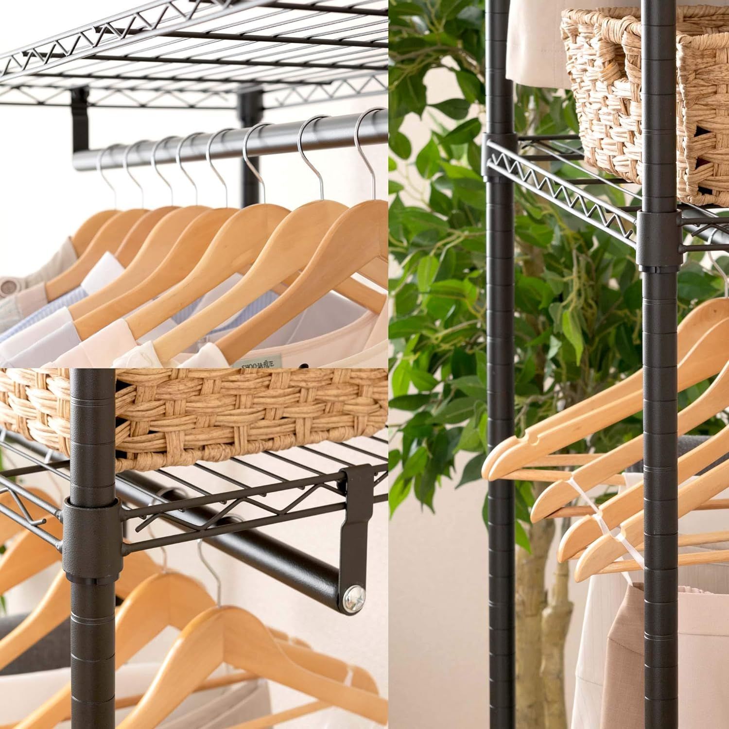 ドウシシャ ルミナス ノワール ハンガーラック 2段 幅80 奥行40 つ55