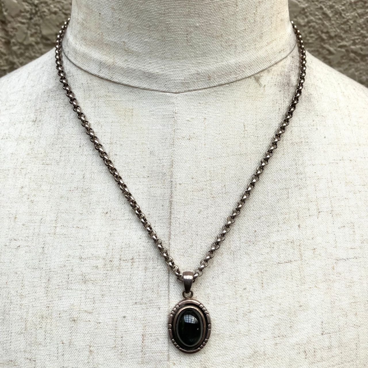 SILVER925 ONYX TOP DESIGN NECKLACE /シルバー/ネックレス