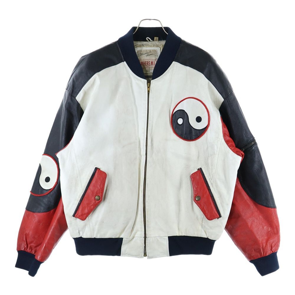 VINTAGE ヴィンテージ 90s MICHAEL HOBAN WHERE MI LEATHER JACKET HOBO マイケルホーバン レザージャケット 陰陽 敗戦 ブラック|ホワイト|レッド