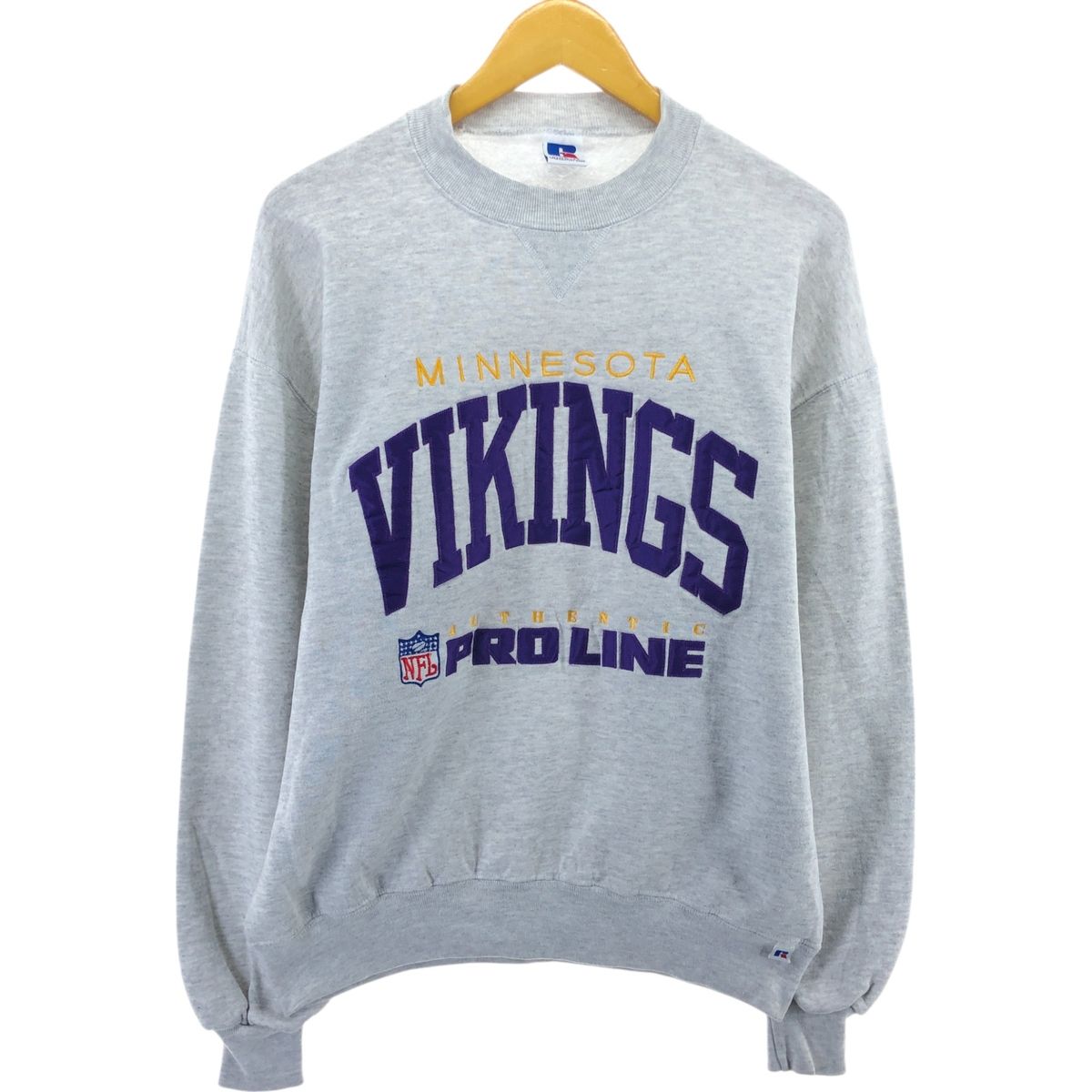 古着 90年代 ラッセル Russell NFL MINNESOTA VIKINGS ミネソタバイキングス ロゴスウェットシャツ トレーナー USA製/eaa489931