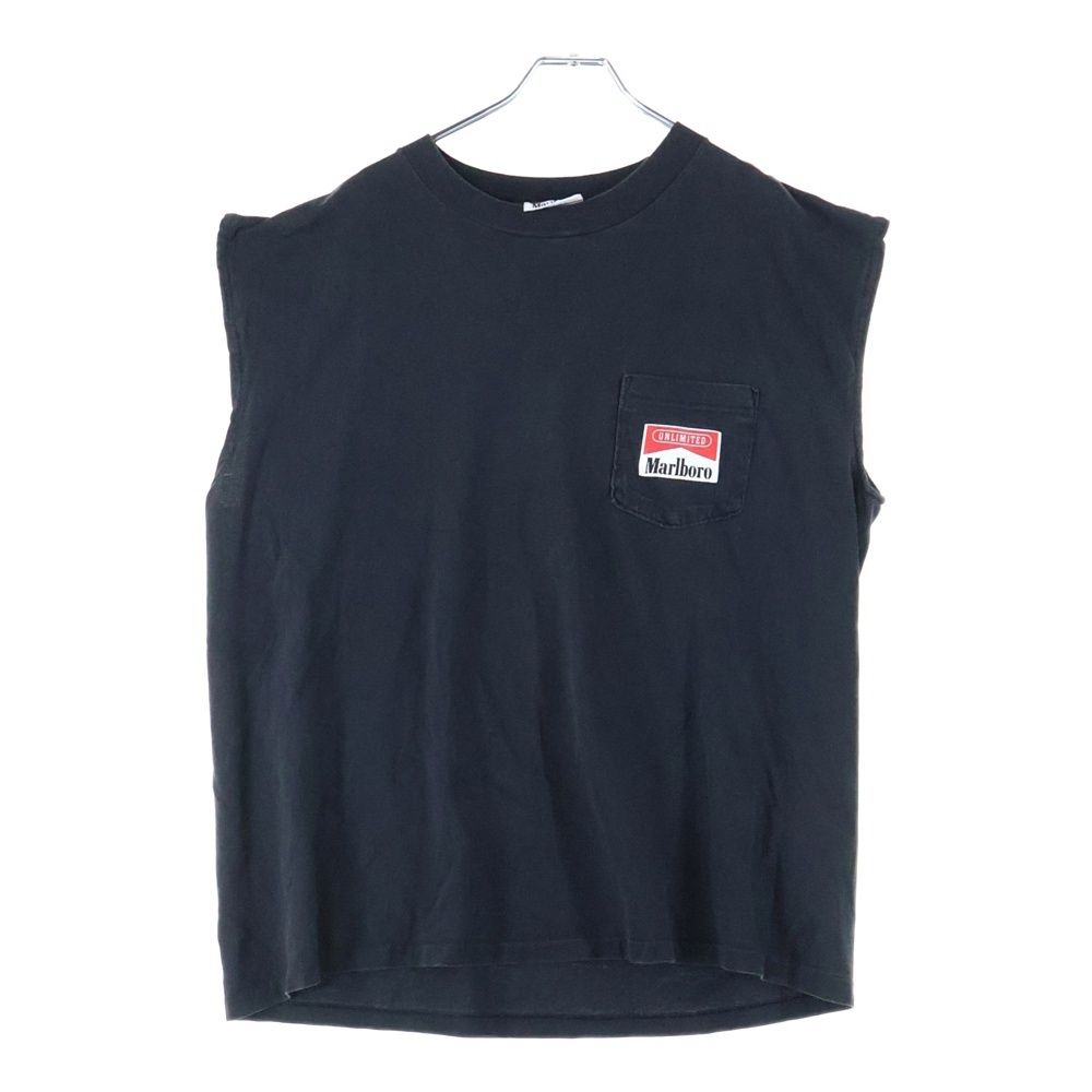VINTAGE ヴィンテージ 90 s MARLBORO RAILROAD POCKET TEE マルボロ レイルロード ポケットTシャツ ノースリーブカットソー ブラック