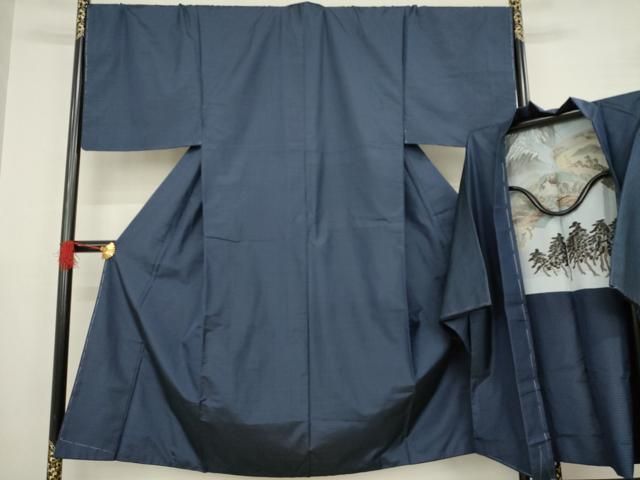平和屋着物●男性 本場大島紬 アンサンブル 格子 正絹 AABA8241ck