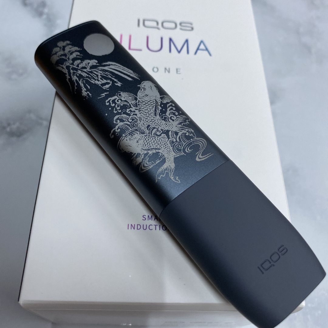 １iQOS ILUMA ｉone 黒　レーザー加工　アイコス イルマ ｉワン　龍 風神 雷神 龍 デザイン レーザー加工 iQOS ILUMA i ONE アイコス