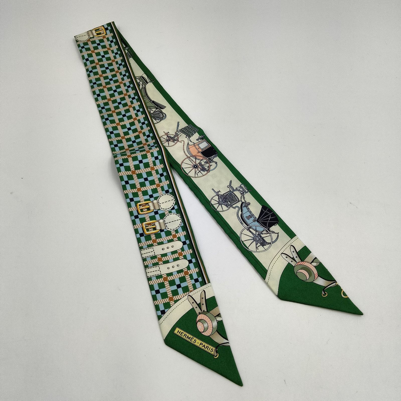 正規品 美品 エルメス ツイリー グリーン 馬車の変遷 ✨エルメス✨ ツイリー Les Voitures Nouvelles 馬車の変遷
