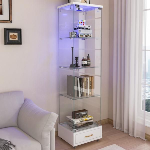 1ドア4段 ガラスディスプレイキャビネット